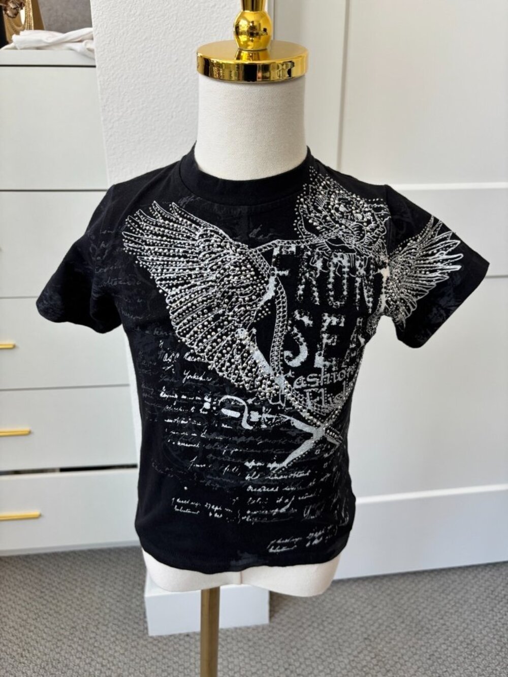Flipper Kids Y2K-style Graphic Print Tee Rhinestone T-shirt Kid's Size 2